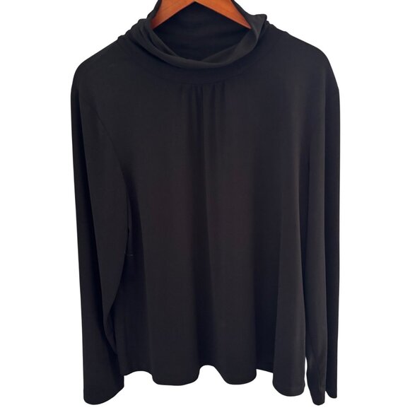 Susan Graver Essentials Womens Black Mock Turtleneck Top Sz XL Made in USA - Picture 1 of 6